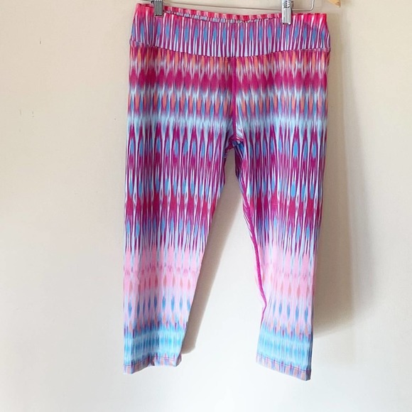 Prana Roxeanne Yoga Capris in Festival Pink Print Stretch Pull-On Size Large - Picture 2 of 9